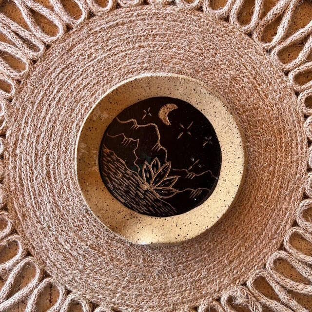 Night Desert Sgraffito Ceramic Spoon Rest