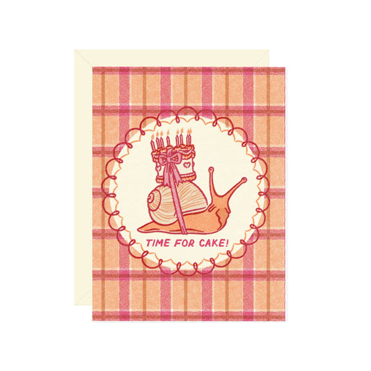 Snail Time for Cake Birthday Card