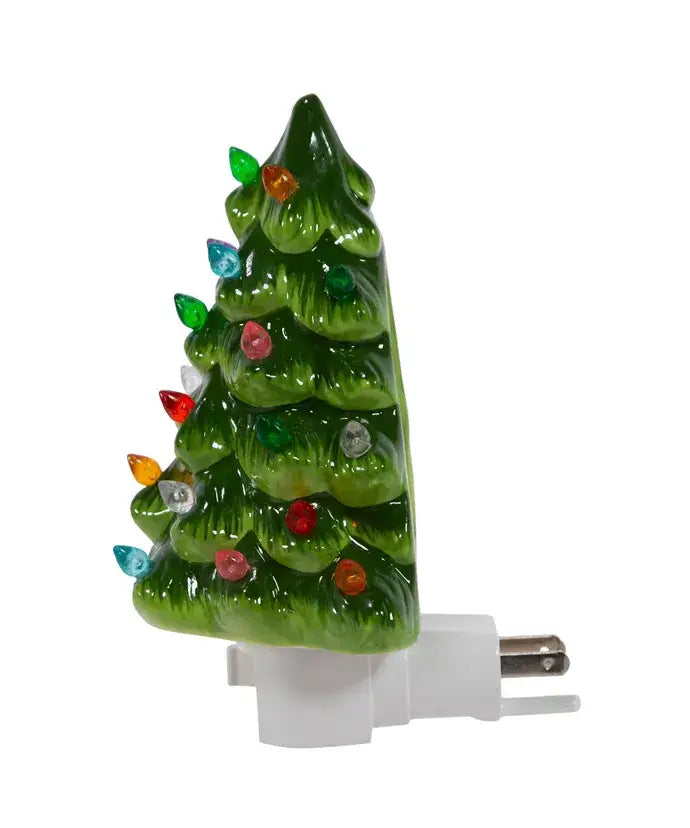 6" Ceramic Green Tree Night Light