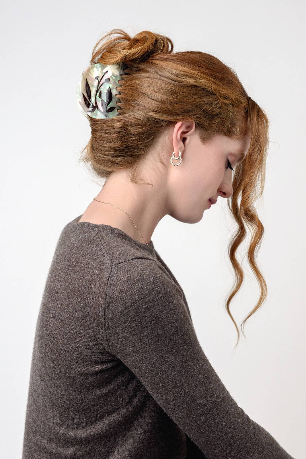 Bryony Floral XL Deep Hair Claw in Cream
