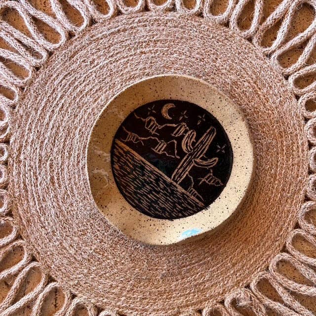 Night Desert Sgraffito Ceramic Spoon Rest