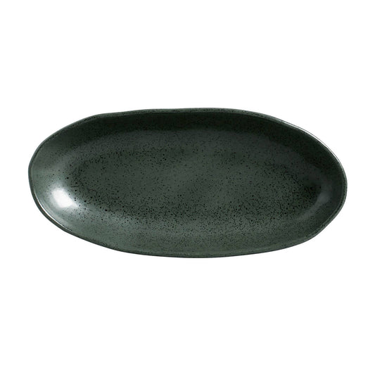 Deep Oval Platter Large Stoneware 12.6 x 6.3" Greenery