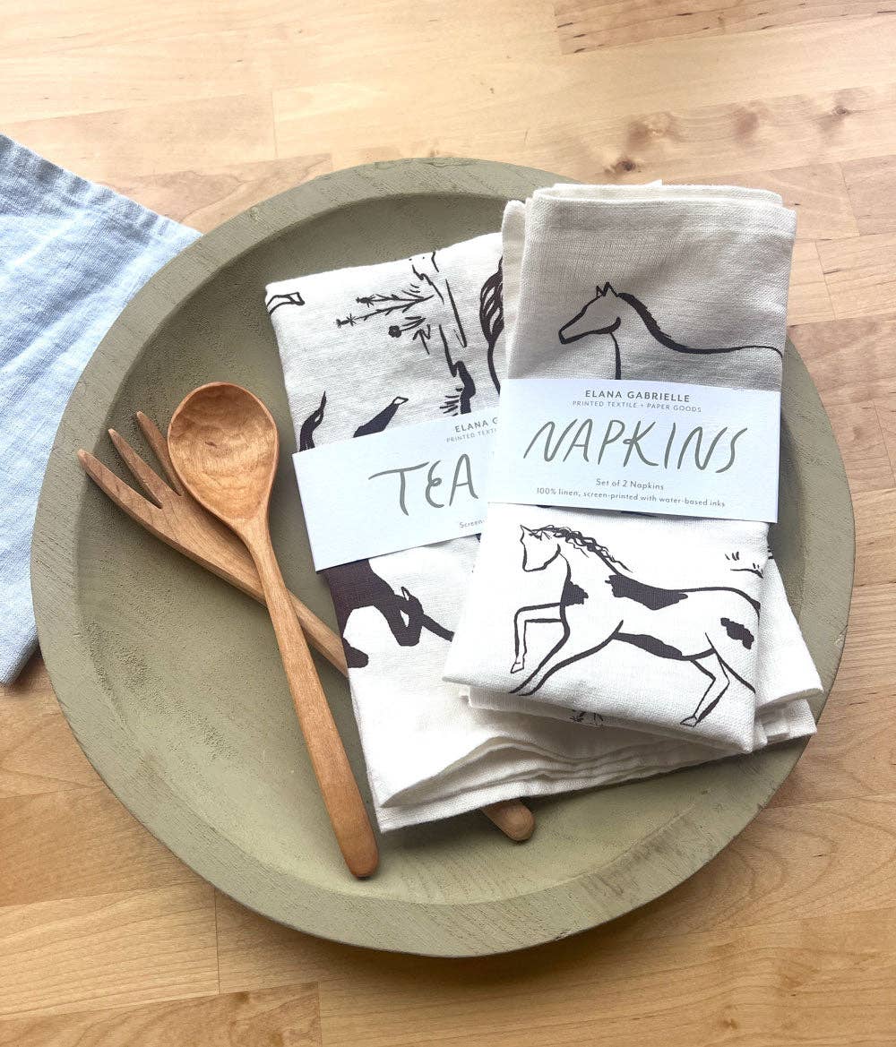 Wild Horses Linen Tea Towel - Western Kitchen Decor + Gift