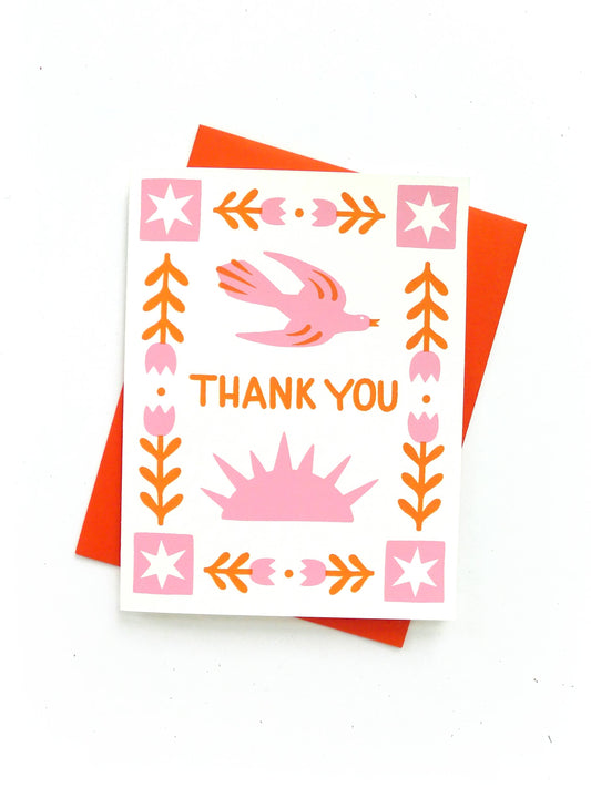 Spring Folk Thank You Card